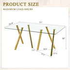 Table à manger en verre trempé de 180 cm avec pieds métalliques robustes, résistante aux chocs et à la chaleur pour les repas en famille