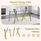 Table à manger en verre trempé de 180 cm avec pieds métalliques robustes, résistante aux chocs et à la chaleur pour les repas en famille