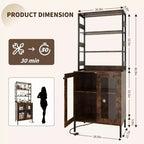 Armario de despensa de cocina alto de 67 pulgadas con luces LED y tomas de corriente, botellero y mueble de almacenamiento industrial independiente para comedor, sala de estar