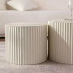 Table basse ronde en bois avec motif en relief fait à la main pour petits espaces, aucun assemblage requis