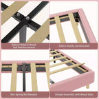 Base de cama moderna para niños con cabecero tapizado en bouclé con arco, resistentes listones de madera, sin ruido, no necesita somier, fácil montaje, individual