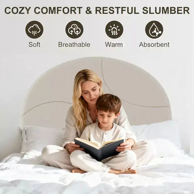 Base de cama moderna para niños con cabecero tapizado en bouclé con arco, resistentes listones de madera, sin ruido, no necesita somier, fácil montaje, individual