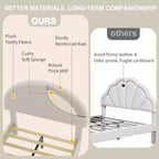 Base de cama moderna para niños con cabecero tapizado en bouclé con arco, resistentes listones de madera, sin ruido, no necesita somier, fácil montaje, individual