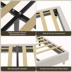 Base de cama moderna para niños con cabecero tapizado en bouclé con arco, resistentes listones de madera, sin ruido, no necesita somier, fácil montaje, individual