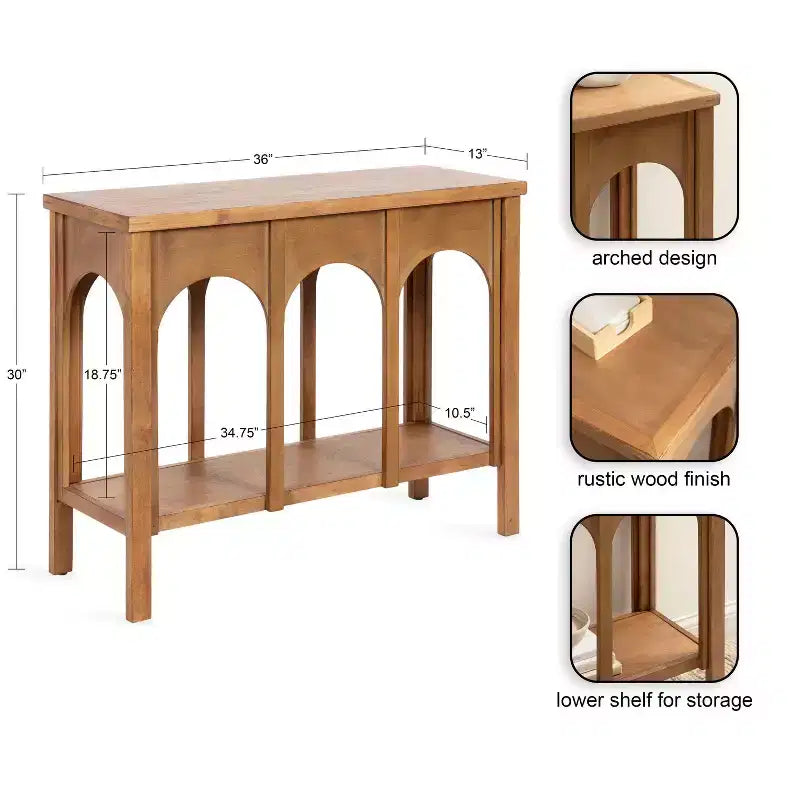 Mesa consola 36x13x30 – Marrón rústico
