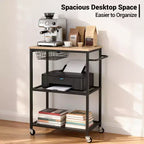 Carrito de cocina auxiliar, carrito de almacenamiento rodante de 3 niveles con ruedas bloqueables, carros de cocina vintage para microondas para isla de cocina, sala de estar, oficina, negro