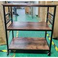 Coolmee Industrial Microwave Oven Stand Kitchen Baker's Rack - 3 Tier Storage Shelf with 10 Hooks for Living Room, Kitchen & Bathroom - Rustic Brown