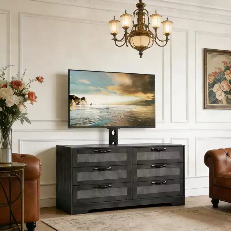 47.2 Modern Entertainment Center 6-Drawer for Living Room, Bedroom