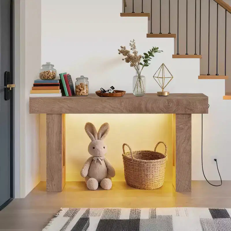Mesa consola rústica de madera para sofá, sala de estar, recibidor, pasillo, detrás del sofá, rectangular, 63 pulgadas