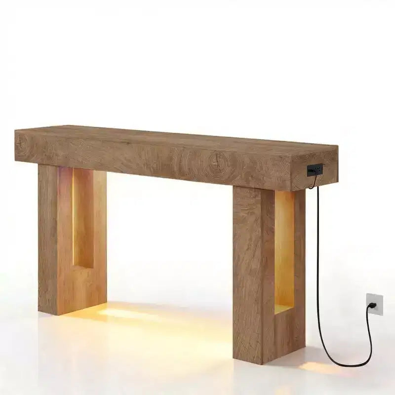 Table console de ferme 63, table de canapé rustique en bois pour salon, entrée, couloir, derrière le canapé, rectangulaire