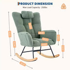Cómoda mecedora con respaldo alto, sillón acolchado, sillón reclinable individual moderno con soporte para la cabeza, adecuado para sala de estar, dormitorio.
