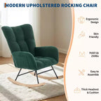 Cómoda mecedora con respaldo alto, sillón acolchado, sillón reclinable individual moderno con soporte para la cabeza, adecuado para sala de estar, dormitorio.