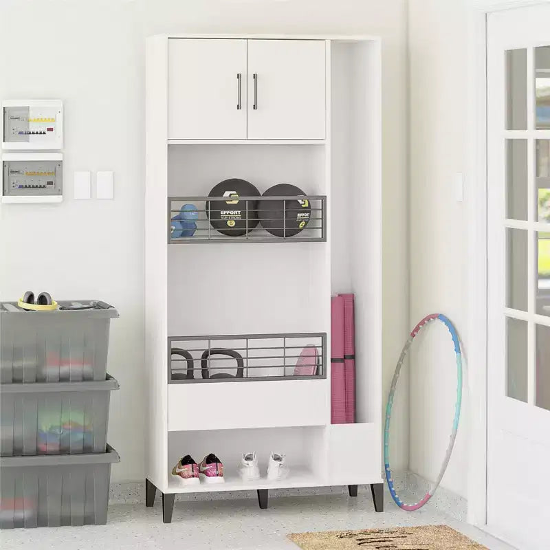 Armario de almacenamiento de madera para deportes para garaje y organización del hogar