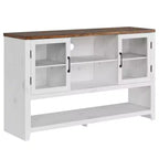 Aparador de almacenamiento de 53 pulgadas, gabinete para barra de café con 3 estantes y 2 puertas de vidrio, diseño moderno de mediados de siglo para sala de estar, cocina, entrada