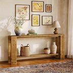 Mesa consola de madera maciza de estilo rústico de 70 pulgadas – Madera natural