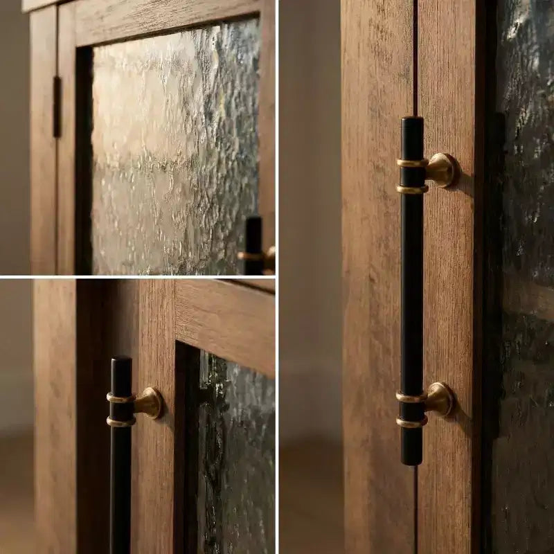 Aparador de bufé, mesa de bar de café con 2 puertas de vidrio, 3 cajones, gabinete de almacenamiento decorativo para sala de estar, cocina, comedor, entrada