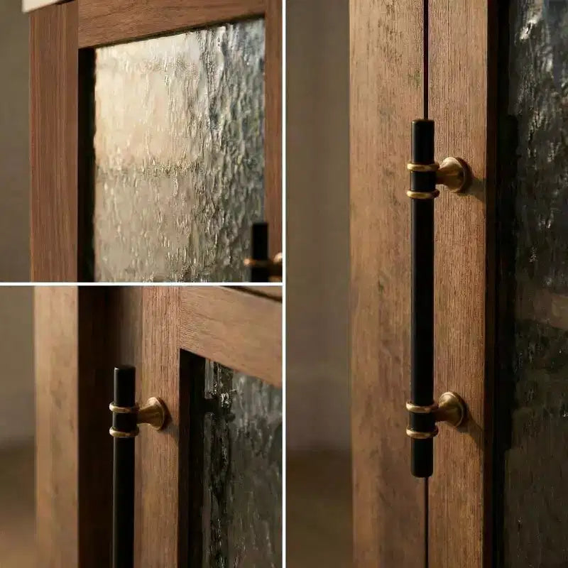 Aparador de bufé, mesa de bar de café con 2 puertas de vidrio, 3 cajones, gabinete de almacenamiento decorativo para sala de estar, cocina, comedor, entrada