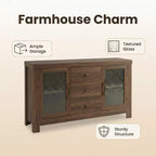 Aparador de bufé, mesa de bar de café con 2 puertas de vidrio, 3 cajones, gabinete de almacenamiento decorativo para sala de estar, cocina, comedor, entrada