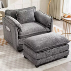 Canapé surdimensionné moderne en bouclette avec pouf