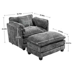 Canapé surdimensionné moderne en bouclette avec pouf