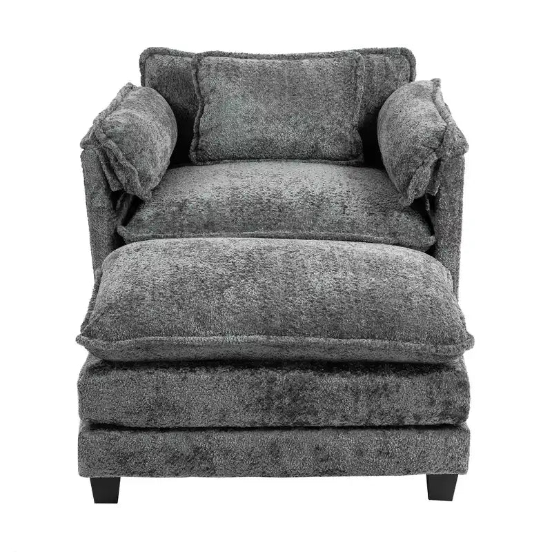 Canapé surdimensionné moderne en bouclette avec pouf