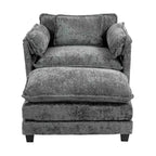 Canapé surdimensionné moderne en bouclette avec pouf