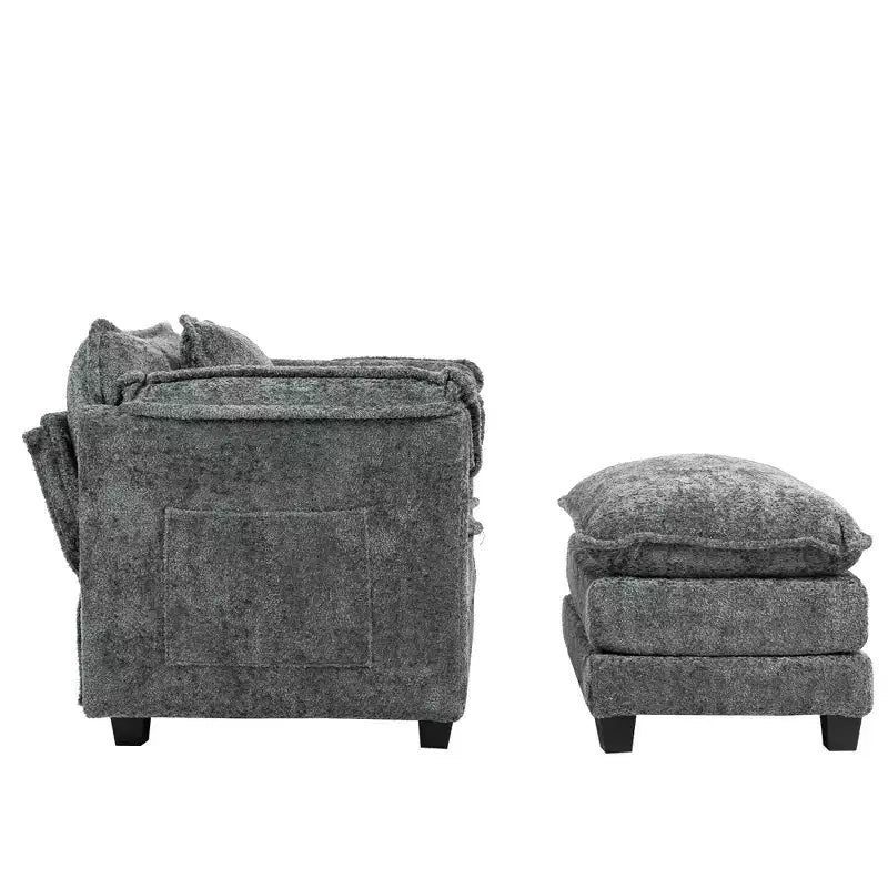 Canapé surdimensionné moderne en bouclette avec pouf