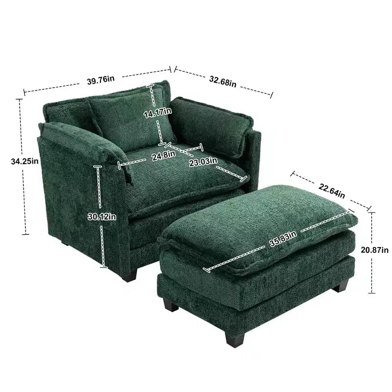 Canapé surdimensionné moderne en bouclette avec pouf