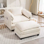 Canapé surdimensionné moderne en bouclette avec pouf