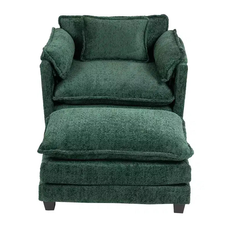 Canapé surdimensionné moderne en bouclette avec pouf