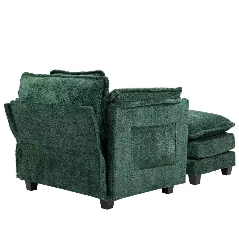 Canapé surdimensionné moderne en bouclette avec pouf
