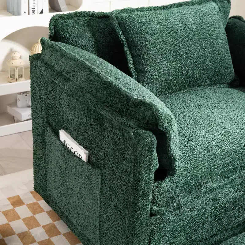 Canapé surdimensionné moderne en bouclette avec pouf