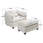 Canapé surdimensionné moderne en bouclette avec pouf