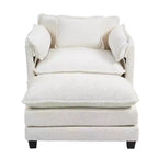 Canapé surdimensionné moderne en bouclette avec pouf