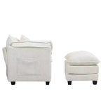 Canapé surdimensionné moderne en bouclette avec pouf