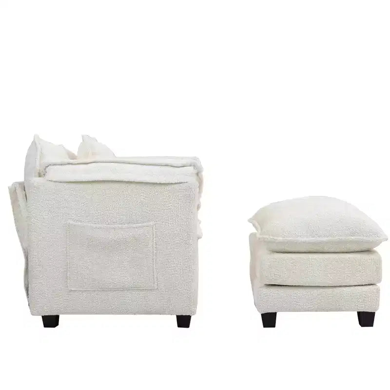 Canapé surdimensionné moderne en bouclette avec pouf