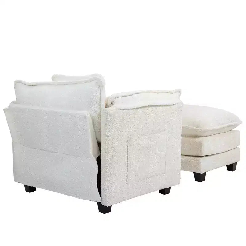 Canapé surdimensionné moderne en bouclette avec pouf
