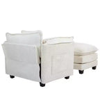 Canapé surdimensionné moderne en bouclette avec pouf