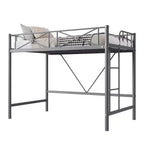 Acekool Twin Metal Loft Bed Frame with Guard Rails, Heavy Duty Steel Loft Bed for Kids or Teens, Space Saving Design with Under Bed Area