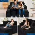 Chaise longue de pana de gran tamaño, sofá cama con asiento profundo y reposabrazos, tapicería suave, portavasos, para el hogar, dormitorio, oficina