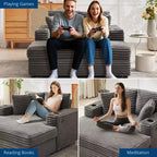 Chaise longue de pana de gran tamaño, sofá cama con asiento profundo y reposabrazos, tapicería suave, portavasos, para el hogar, dormitorio, oficina