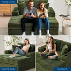 Chaise longue de pana de gran tamaño, sofá cama con asiento profundo y reposabrazos, tapicería suave, portavasos, para el hogar, dormitorio, oficina