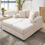 Chaise longue de pana de gran tamaño, sofá cama con asiento profundo y reposabrazos, tapicería suave, portavasos, para el hogar, dormitorio, oficina
