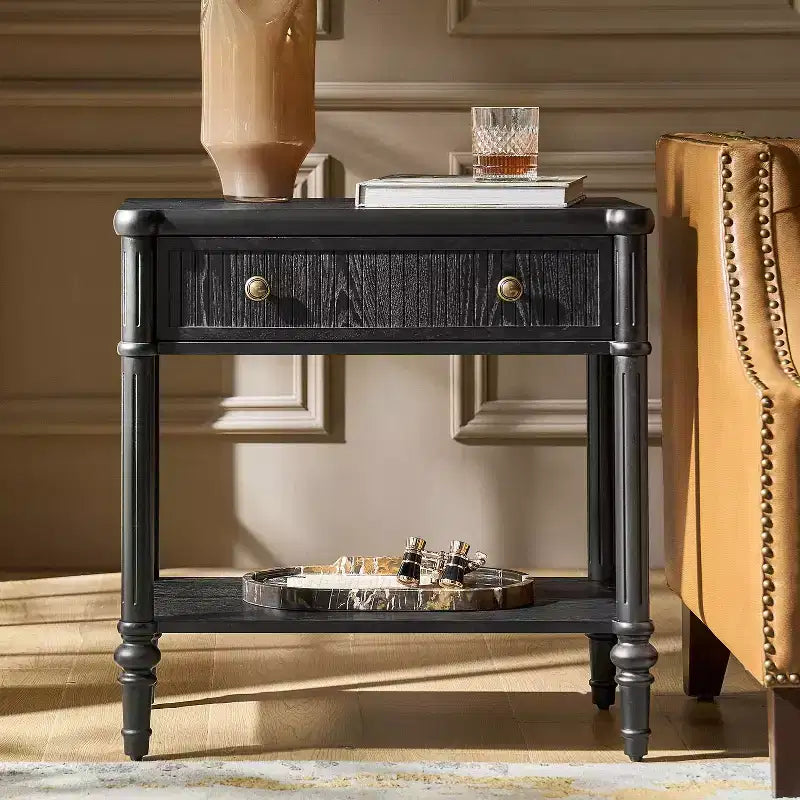 Table d'appoint à 1 tiroir de 66 cm – Noire