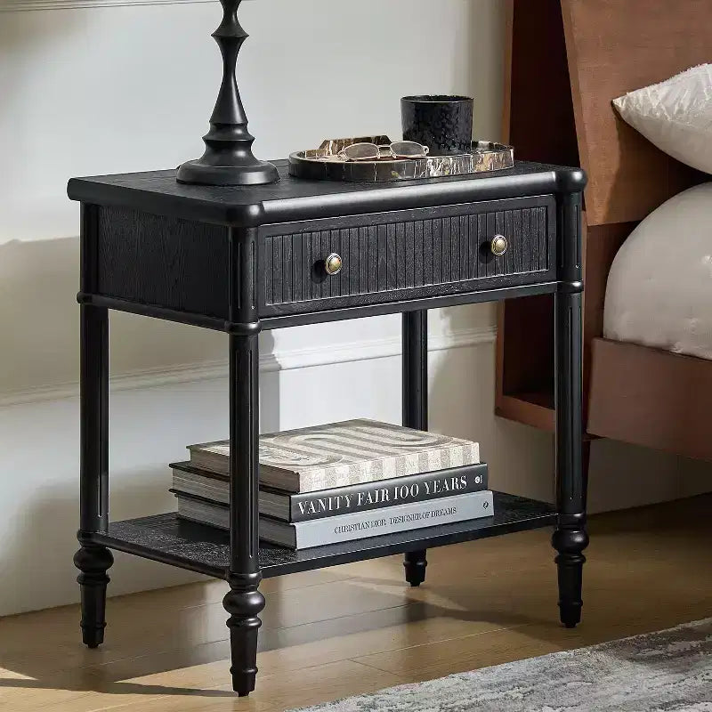 Table d'appoint à 1 tiroir de 66 cm – Noire