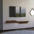 Wear Sierra BATAMEX Parametric 60 inch Floating Shelf TV Unit Modern Geometric Wooden Wall Piece Decor Natural Oak Color 3D Wavy LivingRoom Shelf