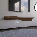 Mueble de TV Flotante Paramétrico de 60 Pulgadas – Diseño Geométrico Ondulado Roble Natural 3D