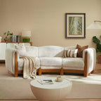 Christopher Knight Home Solara 106.5 Modern Curved Boucle Upholstered Sofa with Solid Wood Frame