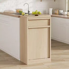 Single Tilt Out Trash Cabinet, Natural Oak Trash Cabinet with 10 Gallon Storage & 1 Drawer, Hidden Garbage Cabinet Laundry Hamper