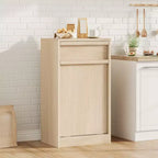 Meuble Poubelle Inclinable, Meuble Poubelle Chêne Naturel avec Rangement 38 Litres & 1 Tiroir, Meuble Poubelle Caché/Panier à Linge